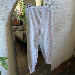 Vintage Floral Thermal Waffle Leggings Cottage Fairy Grunge Grandma Womens XS